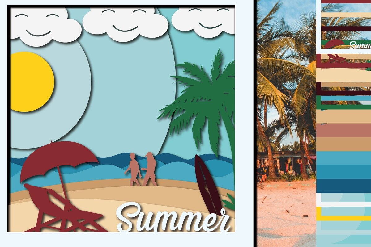 Σετ των 2 Intra απο ξύλο plywood 3mm-4mm πάχος 3D Summer Paper Cut Δίασταση 1200x1200 cm INTRAFABR-31766855