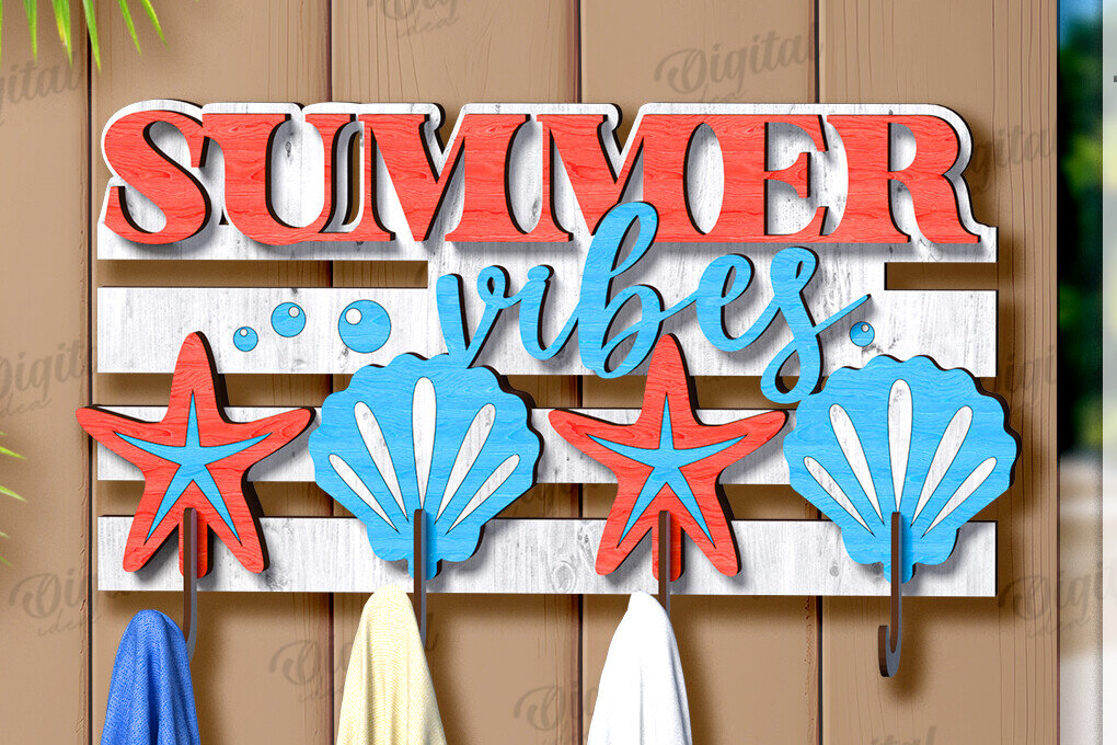 Intra απο ξύλο plywood 3mm-4mm πάχος Τρισδιάστατη θερινή κρεμάστρα για πετσέτες με λέιζερ Δίασταση 30x20 cm INTRAFABR-121906691