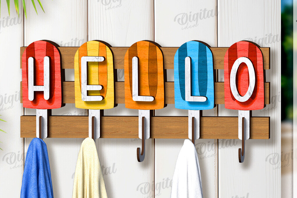 Intra απο ξύλο plywood 3mm-4mm πάχος Τρισδιάστατη θερινή κρεμάστρα για πετσέτες με λέιζερ Δίασταση 30x20 cm INTRAFABR-121905816