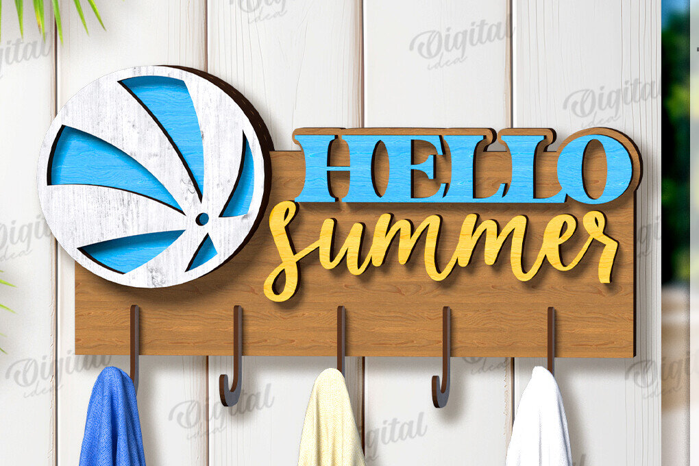 Σετ των 2 Intra απο ξύλο plywood 3mm-4mm πάχος Τρισδιάστατη θερινή κρεμάστρα για πετσέτες με λέιζερ Δίασταση 30x20 cm INTRAFABR-121905929