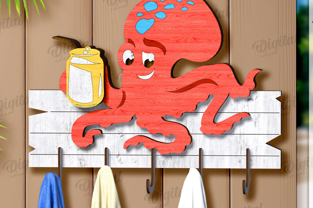 Intra απο ξύλο plywood 3mm-4mm πάχος Τρισδιάστατη θερινή κρεμάστρα για πετσέτες με λέιζερ Δίασταση 30x20 cm INTRAFABR-121906046