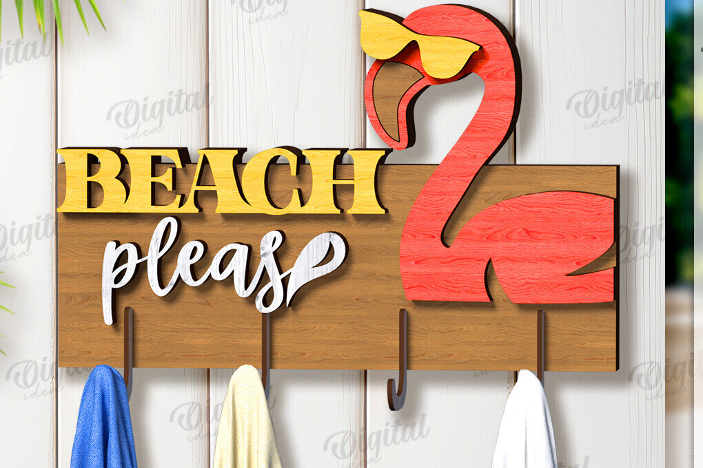 Intra απο ξύλο plywood 3mm-4mm πάχος Τρισδιάστατη θερινή κρεμάστρα για πετσέτες με λέιζερ Δίασταση 30x20 cm INTRAFABR-121906276