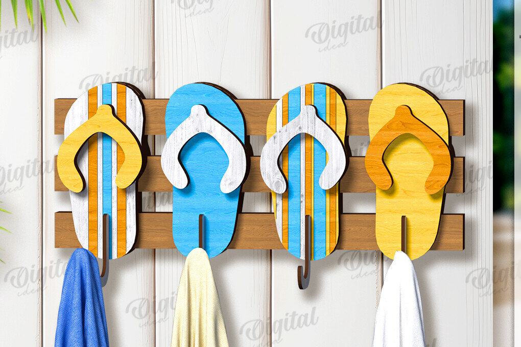 Σετ των 2 Intra απο ξύλο plywood 3mm-4mm πάχος Τρισδιάστατη θερινή κρεμάστρα για πετσέτες με λέιζερ Δίασταση 30x20 cm INTRAFABR-121905722