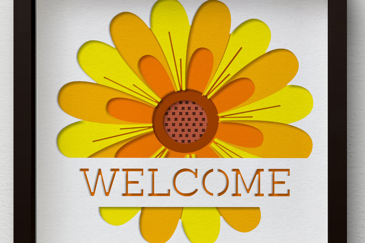 Intra απο ξύλο plywood 3mm-4mm πάχος 3D Sunflower Shadow Box , Layered Δίασταση 30x30 cm INTRAFABR-75625601