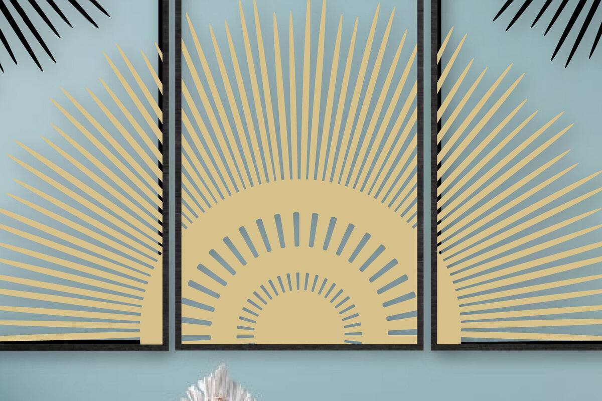 Σετ των 2 Intra απο ξύλο plywood 3mm-4mm πάχος 3D Sunshine Wall Decor Δίασταση 15x15 cm INTRAFABR-24883444