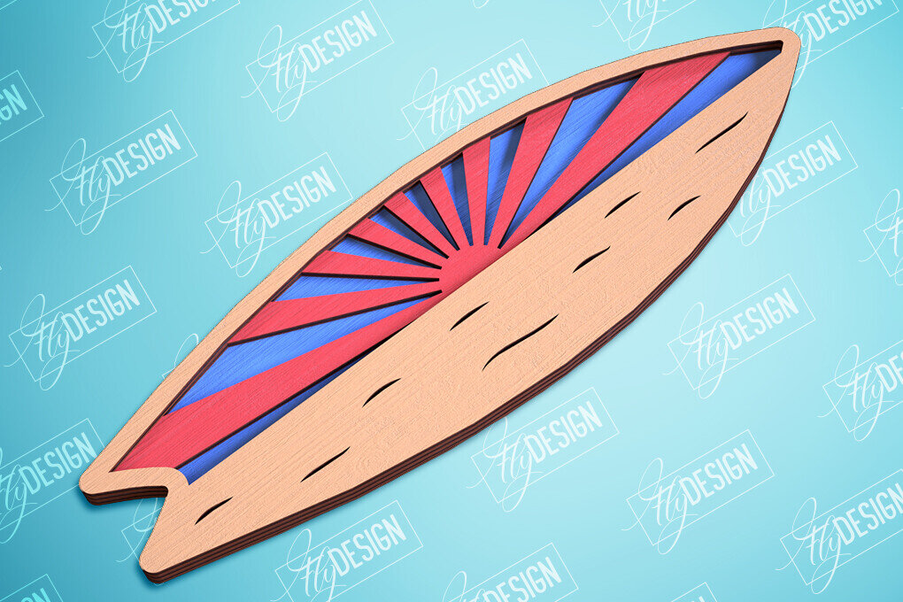 Intra απο ξύλο plywood 3mm-4mm πάχος 3D Surf | Ξύλινη σανίδα του σερφ Δίασταση 30x20 cm INTRAFABR-99664408