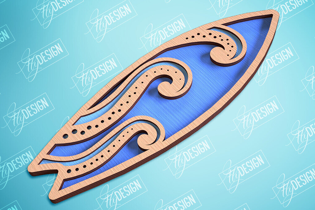 Intra απο ξύλο plywood 3mm-4mm πάχος 3D Surf | Ξύλινη σανίδα του σερφ Δίασταση 30x20 cm INTRAFABR-99664425