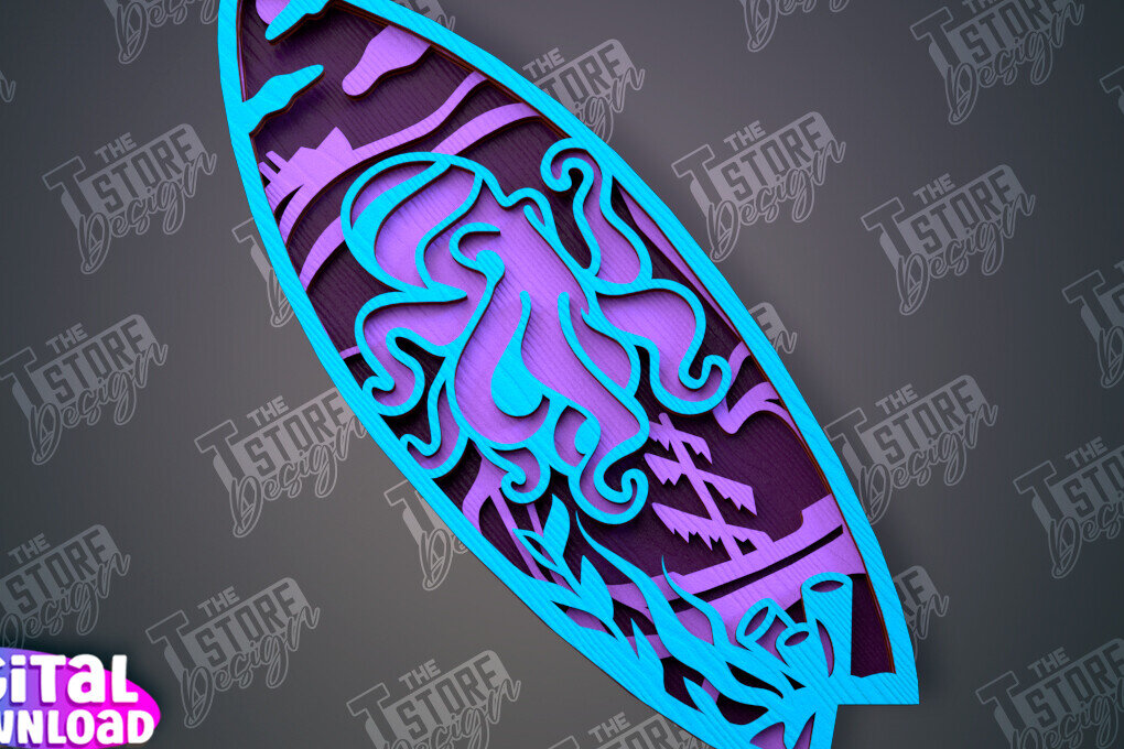 Intra απο ξύλο plywood 3mm-4mm πάχος 3D Surf | Ξύλινες σανίδες του σερφ Δίασταση 30x20 cm INTRAFABR-100125792