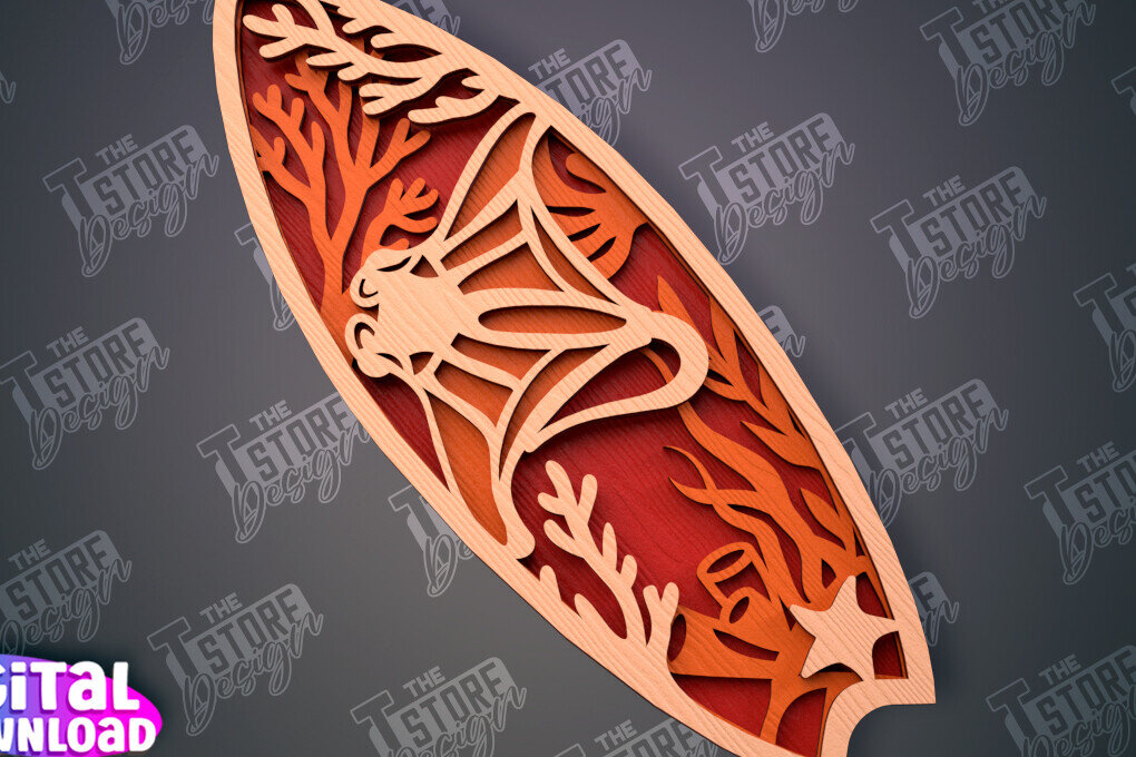 Intra απο ξύλο plywood 3mm-4mm πάχος 3D Surf | Ξύλινες σανίδες του σερφ Δίασταση 30x20 cm INTRAFABR-100125800