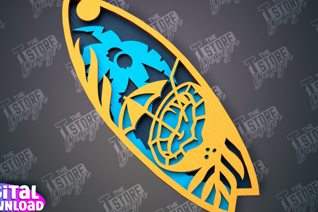 Intra απο ξύλο plywood 3mm-4mm πάχος 3D Surf | Ξύλινες σανίδες του σερφ Δίασταση 30x20 cm INTRAFABR-100125826