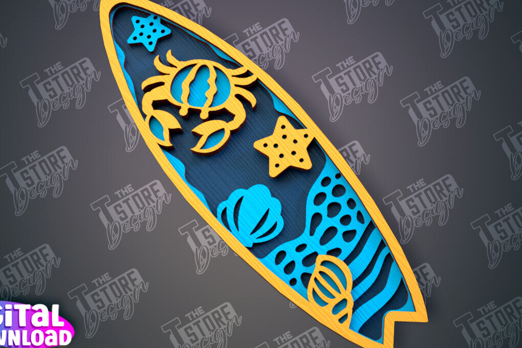 Intra απο ξύλο plywood 3mm-4mm πάχος 3D Surf | Ξύλινες σανίδες του σερφ Δίασταση 30x20 cm INTRAFABR-100125782