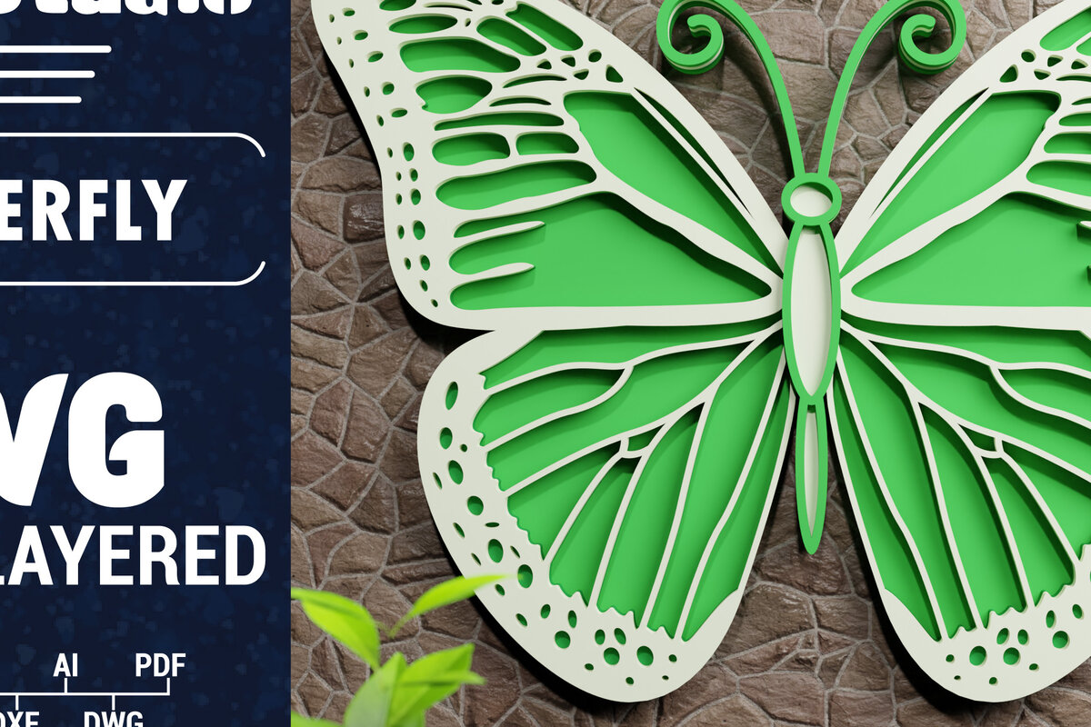 Σετ των 3 Intra απο ξύλο plywood 3mm-4mm πάχος Χαρτί 3D Butterfly Multilayered Δίασταση 1200x1200 cm INTRAFABR-71036354