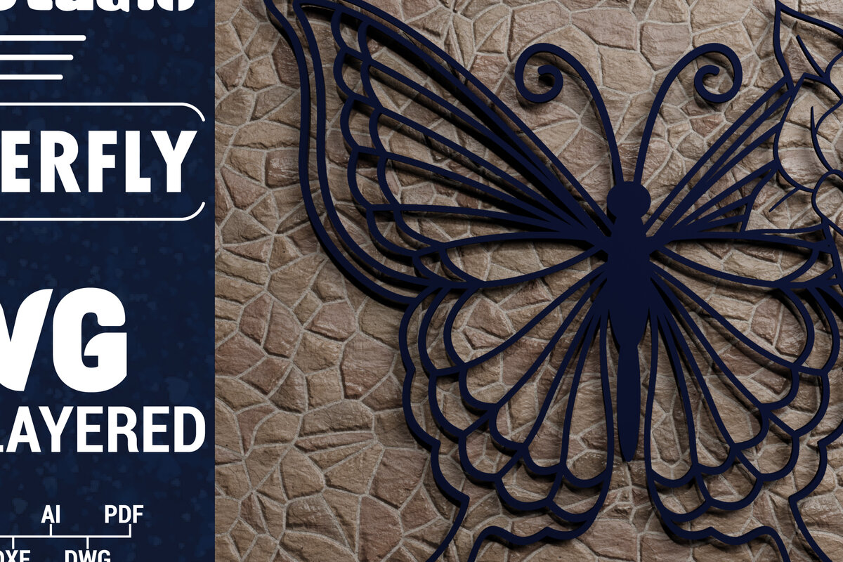Σετ των 2 Intra απο ξύλο plywood 3mm-4mm πάχος Χαρτί 3D Butterfly Multilayered Δίασταση 1200x1200 cm INTRAFABR-72484963