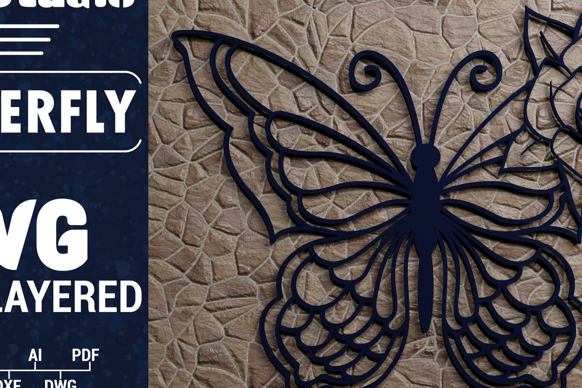 Σετ των 2 Intra απο ξύλο plywood 3mm-4mm πάχος Χαρτί 3D Butterfly Multilayered Δίασταση 1200x1200 cm INTRAFABR-72484966