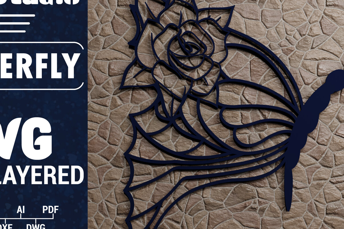 Σετ των 2 Intra απο ξύλο plywood 3mm-4mm πάχος Χαρτί 3D Butterfly Multilayered Δίασταση 1200x1200 cm INTRAFABR-72484975