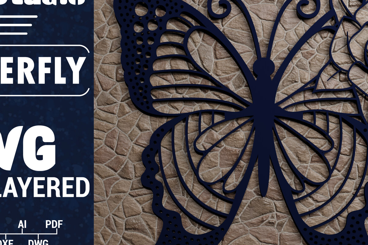 Σετ των 2 Intra απο ξύλο plywood 3mm-4mm πάχος Χαρτί 3D Butterfly Multilayered Δίασταση 1200x1200 cm INTRAFABR-72484987