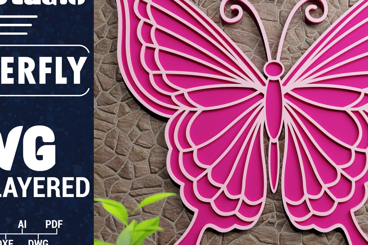 Σετ των 2 Intra απο ξύλο plywood 3mm-4mm πάχος Χαρτί 3D Butterfly Multilayered Δίασταση 1200x1200 cm INTRAFABR-72514754
