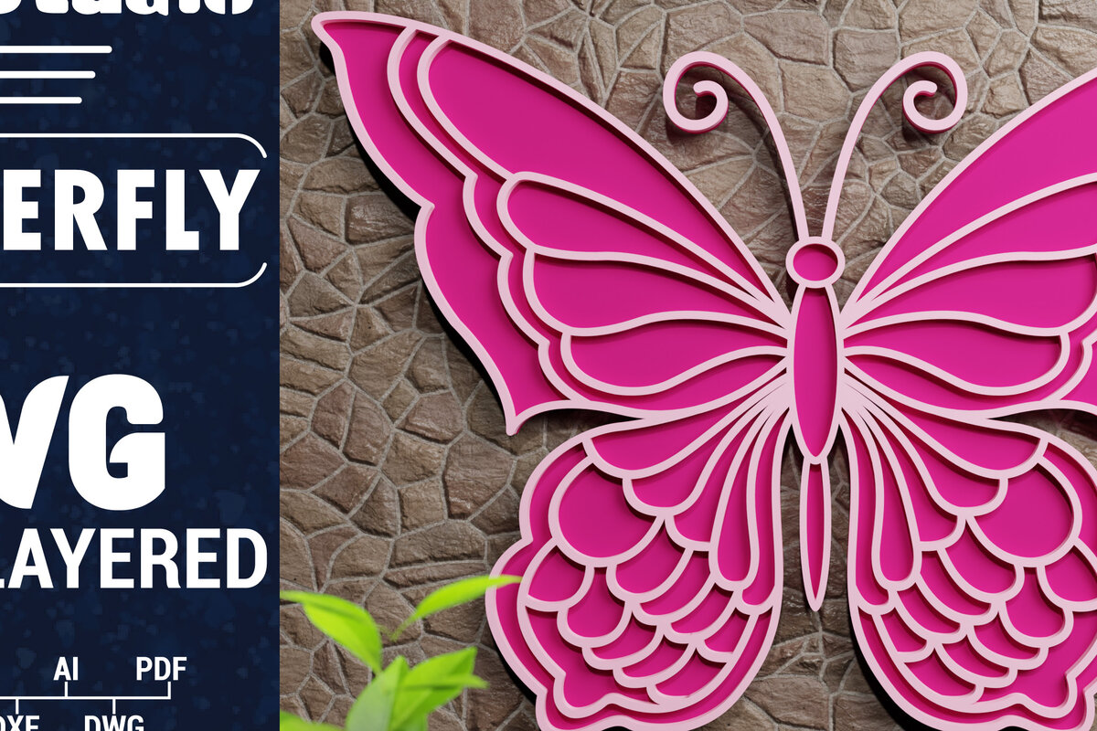 Σετ των 2 Intra απο ξύλο plywood 3mm-4mm πάχος Χαρτί 3D Butterfly Multilayered Δίασταση 1200x1200 cm INTRAFABR-72514763