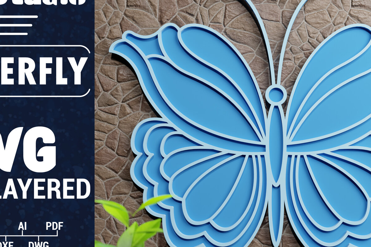 Σετ των 2 Intra απο ξύλο plywood 3mm-4mm πάχος Χαρτί 3D Butterfly Multilayered Δίασταση 1200x1200 cm INTRAFABR-72514777