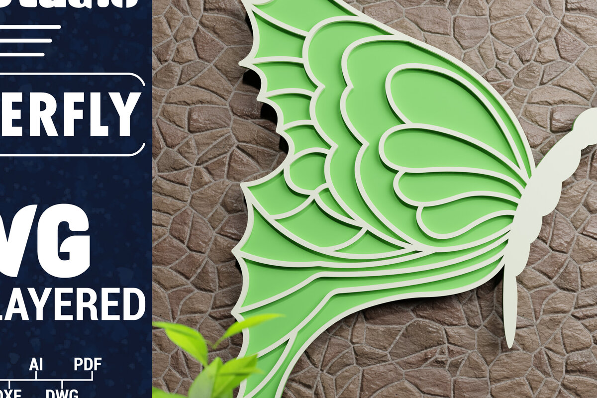 Σετ των 2 Intra απο ξύλο plywood 3mm-4mm πάχος Χαρτί 3D Butterfly Multilayered Δίασταση 1200x1200 cm INTRAFABR-72514781