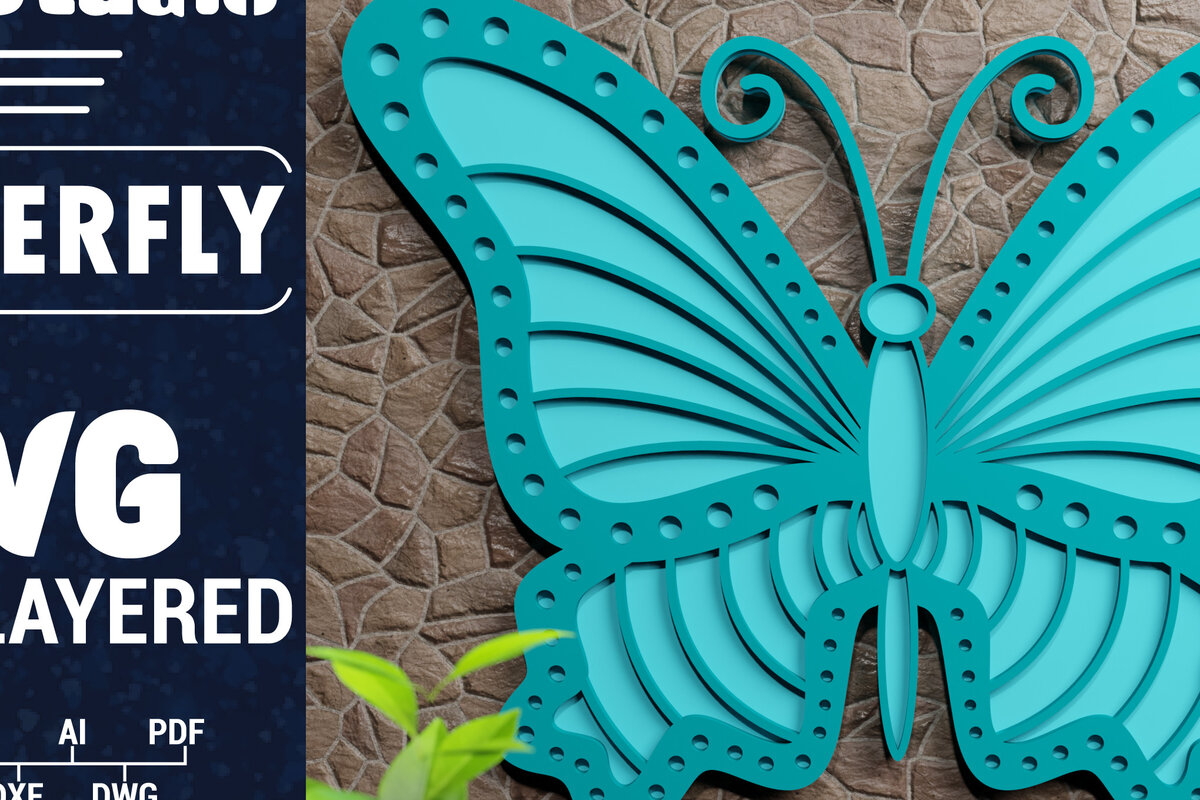 Σετ των 2 Intra απο ξύλο plywood 3mm-4mm πάχος Χαρτί 3D Butterfly Multilayered Δίασταση 1200x1200 cm INTRAFABR-72514807