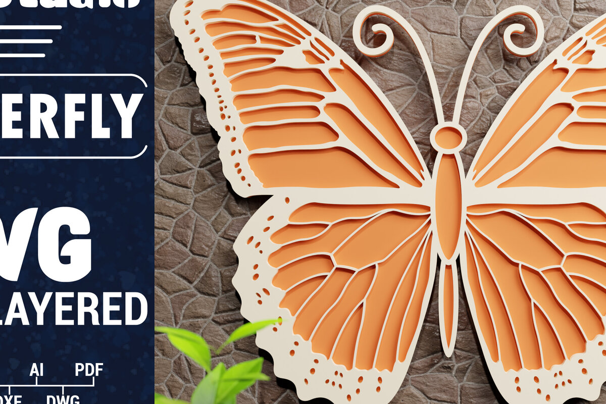 Σετ των 2 Intra απο ξύλο plywood 3mm-4mm πάχος Χαρτί 3D Butterfly Multilayered Δίασταση 1200x1200 cm INTRAFABR-72514820