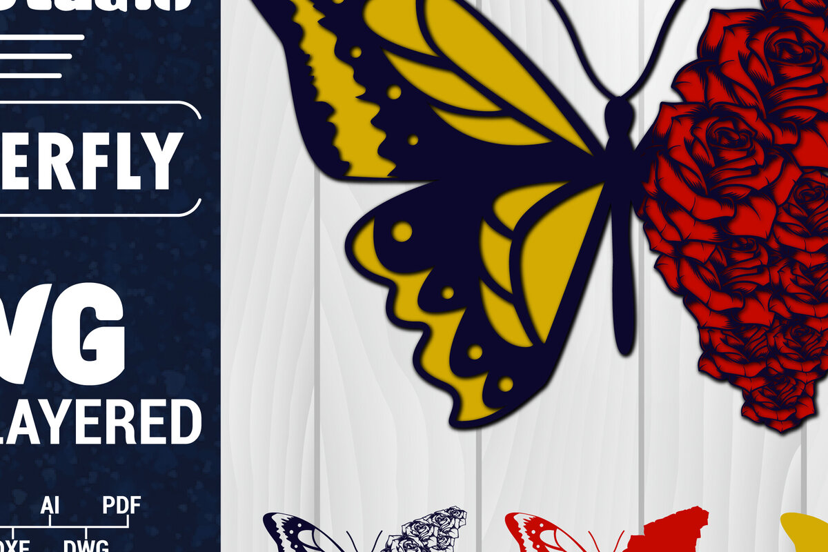 Σετ των 2 Intra απο ξύλο plywood 3mm-4mm πάχος Χαρτί 3D Butterfly Multilayered Δίασταση 1200x1200 cm INTRAFABR-88341384