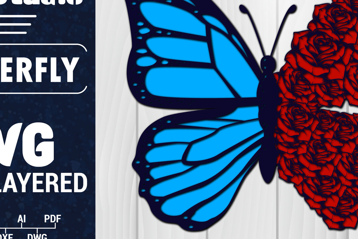 Σετ των 2 Intra απο ξύλο plywood 3mm-4mm πάχος Χαρτί 3D Butterfly Multilayered Δίασταση 1200x1200 cm INTRAFABR-88341385