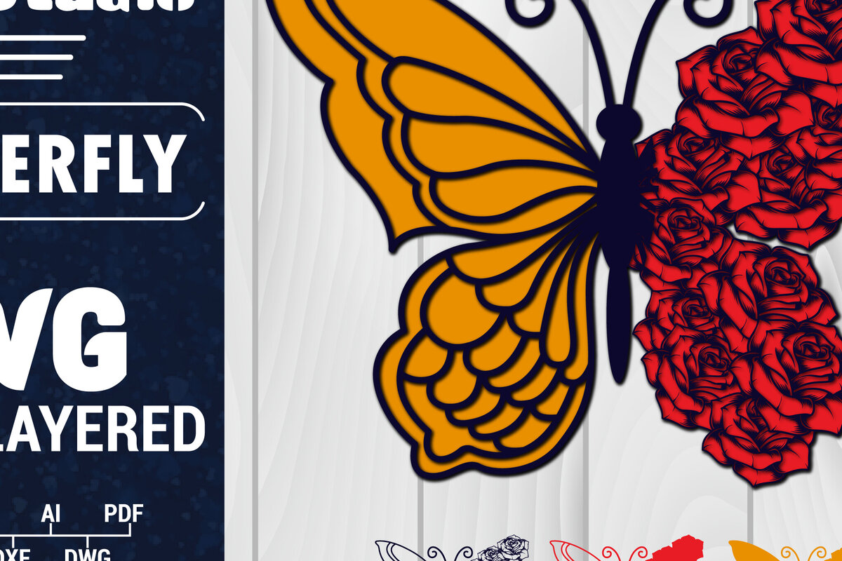 Σετ των 2 Intra απο ξύλο plywood 3mm-4mm πάχος Χαρτί 3D Butterfly Multilayered Δίασταση 1200x1200 cm INTRAFABR-88791827