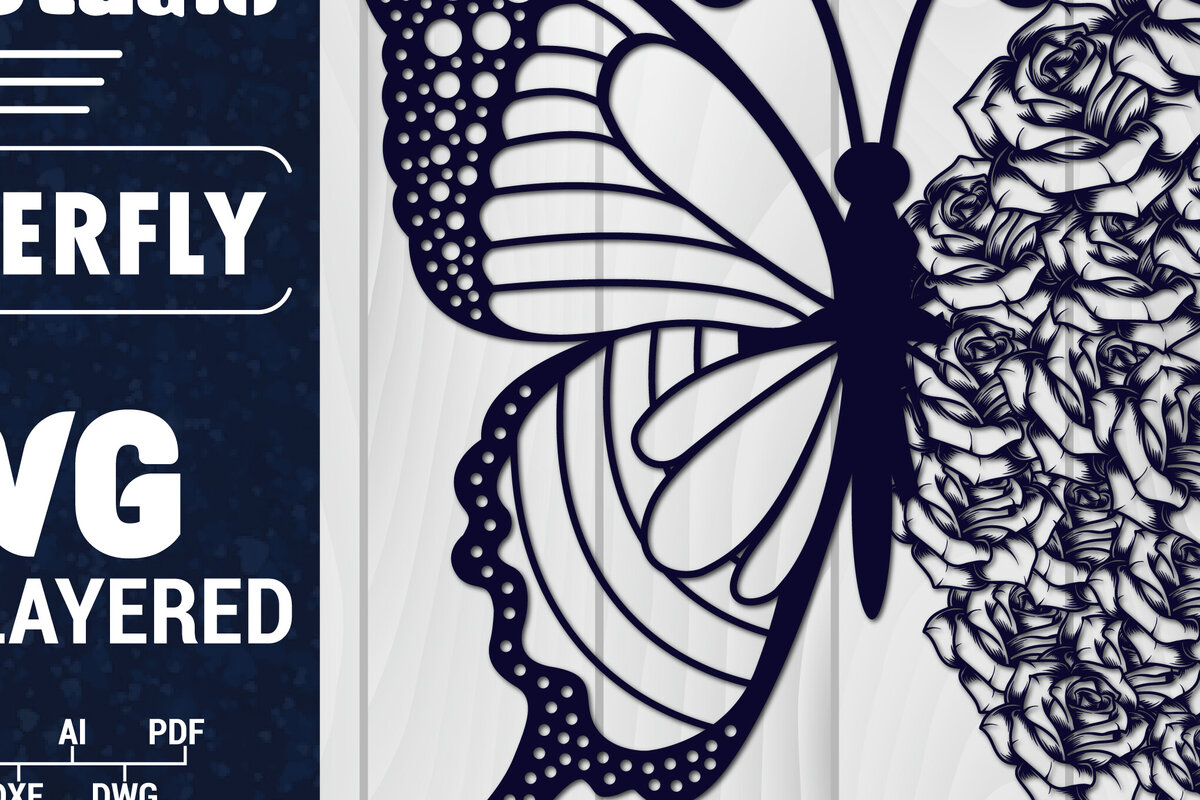 Σετ των 2 Intra απο ξύλο plywood 3mm-4mm πάχος Χαρτί 3D Butterfly Multilayered Δίασταση 1500x1500 cm INTRAFABR-88861591