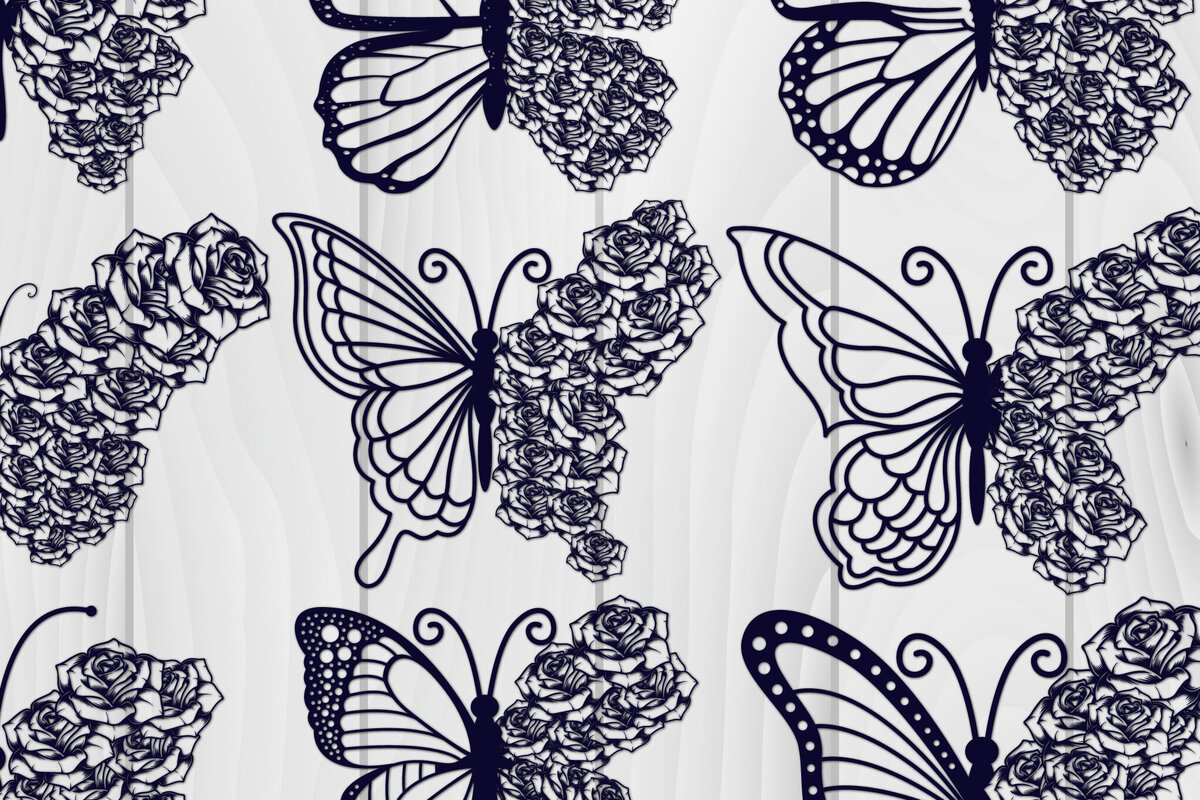 Σετ των 2 Intra απο ξύλο plywood 3mm-4mm πάχος Χαρτί 3D Butterfly Multilayered Δίασταση 1500x1500 cm INTRAFABR-88861611