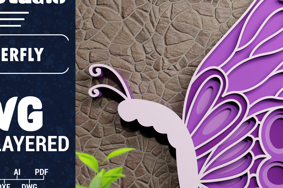 Σετ των 3 Intra απο ξύλο plywood 3mm-4mm πάχος Χαρτί 3D Butterfly Multilayered Δίασταση 1200x1200 cm INTRAFABR-70438046