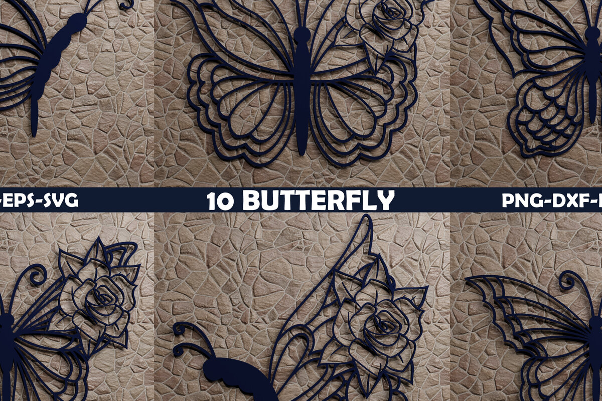 Σετ των 2 Intra απο ξύλο plywood 3mm-4mm πάχος 3D Butterfly Multilayered Papercut B Δίασταση 1200x1200 cm INTRAFABR-72704007
