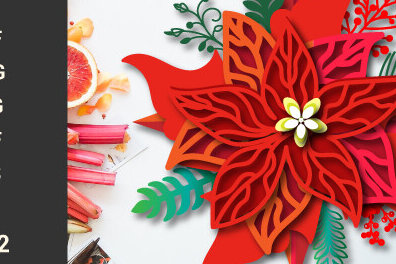 Σετ των 2 Intra απο ξύλο plywood 3mm-4mm πάχος 3D Cut Christmas Poinsettia 1152 Δίασταση 15x15 cm INTRAFABR-109269985