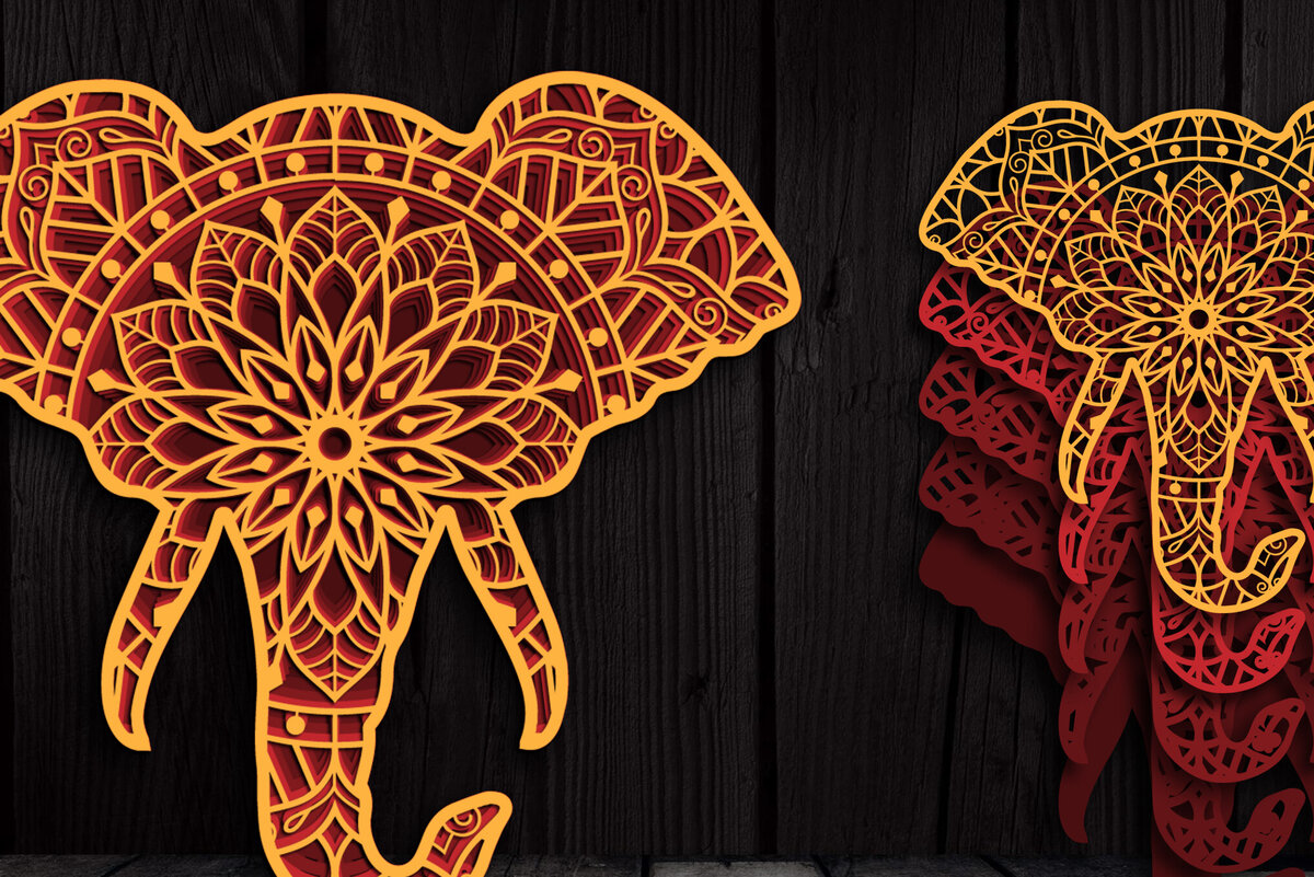 Intra απο ξύλο plywood 3mm-4mm πάχος 3D Multi-layer Bear Mandala Cut Δίασταση 30x30 cm INTRAFABR-104193184