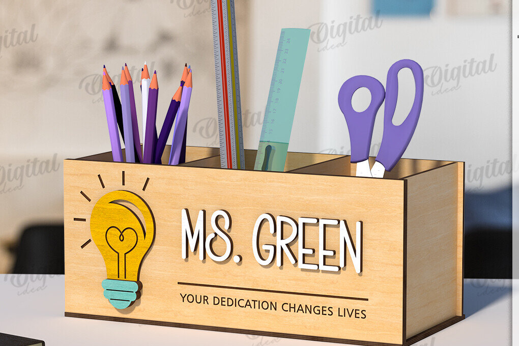 Intra απο ξύλο plywood 3mm-4mm πάχος Τρισδιάστατη θήκη μολυβιού Teacher Cut  Δίασταση 30x20 cm INTRAFABR-120585819