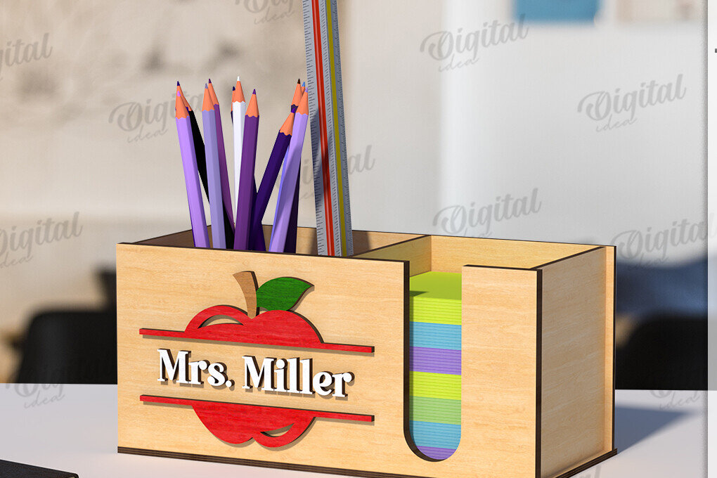 Intra απο ξύλο plywood 3mm-4mm πάχος Τρισδιάστατη θήκη μολυβιού Teacher Cut  Δίασταση 30x20 cm INTRAFABR-120586178