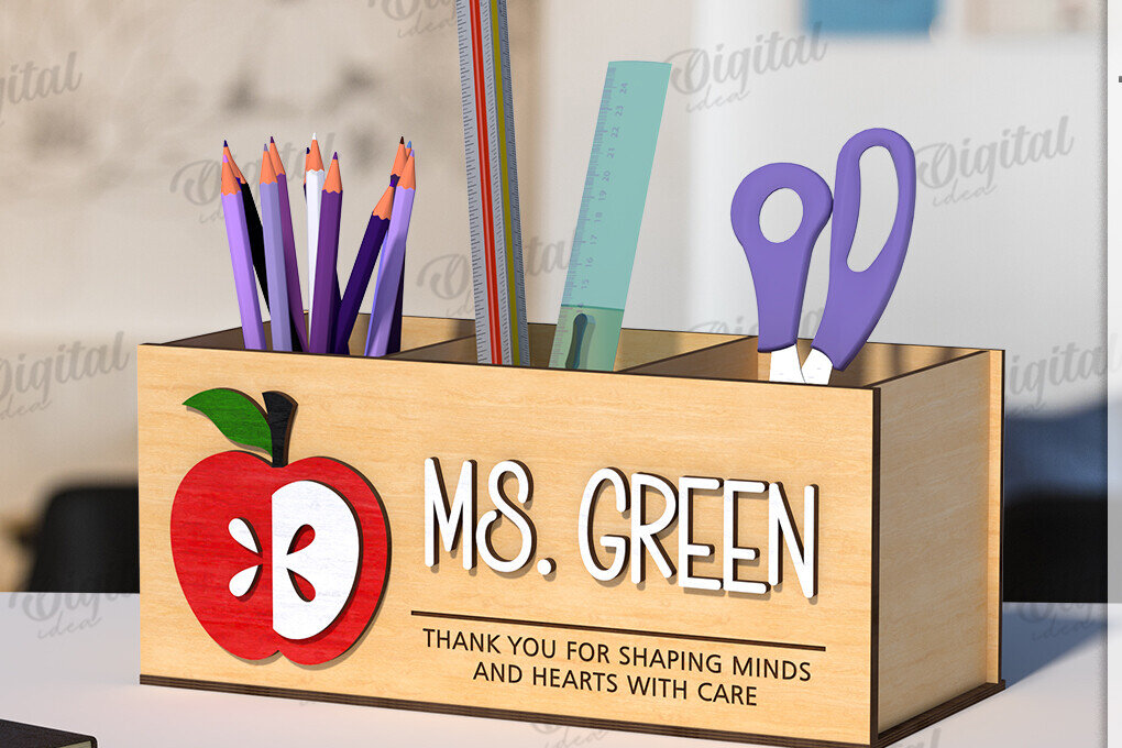 Intra απο ξύλο plywood 3mm-4mm πάχος Τρισδιάστατη θήκη μολυβιού Teacher Cut  Δίασταση 30x20 cm INTRAFABR-120585541