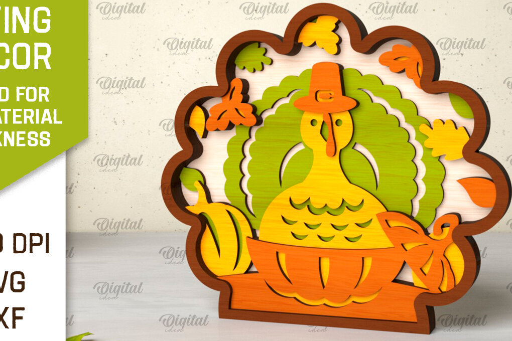 Intra απο ξύλο plywood 3mm-4mm πάχος Τρισδιάστατη διακόσμηση με στρώσεις για την Ημέρα των Ευχαριστιών Δίασταση 30x20 cm INTRAFABR-105510663