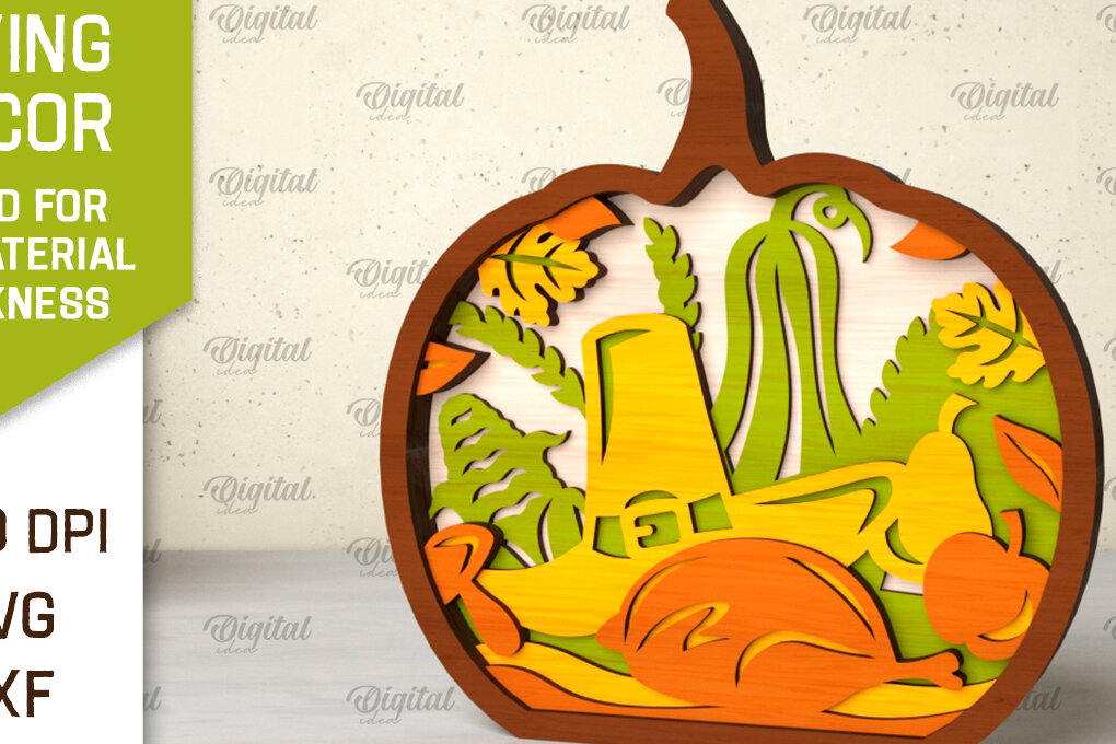 Intra απο ξύλο plywood 3mm-4mm πάχος Τρισδιάστατη διακόσμηση με στρώσεις για την Ημέρα των Ευχαριστιών Δίασταση 30x20 cm INTRAFABR-105571550