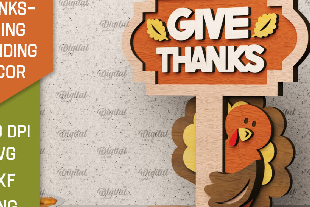 Intra απο ξύλο plywood 3mm-4mm πάχος Τρισδιάστατη για την ημέρα των ευχαριστιών Δίασταση 30x20 cm INTRAFABR-105940580