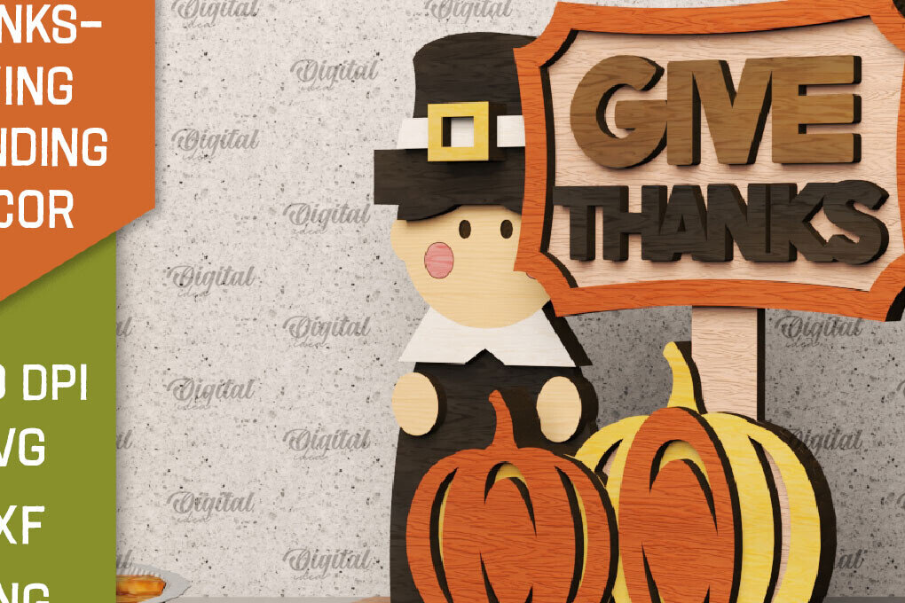 Intra απο ξύλο plywood 3mm-4mm πάχος Τρισδιάστατη για την ημέρα των ευχαριστιών Δίασταση 30x20 cm INTRAFABR-105940635