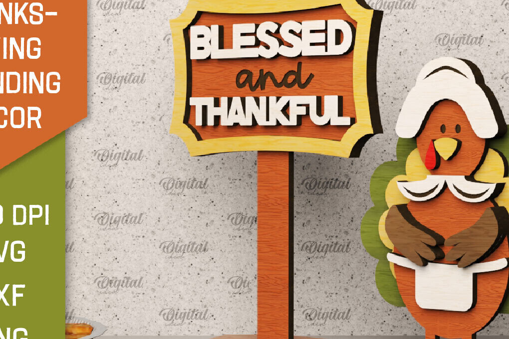 Intra απο ξύλο plywood 3mm-4mm πάχος Τρισδιάστατη για την ημέρα των ευχαριστιών Δίασταση 30x20 cm INTRAFABR-105940839