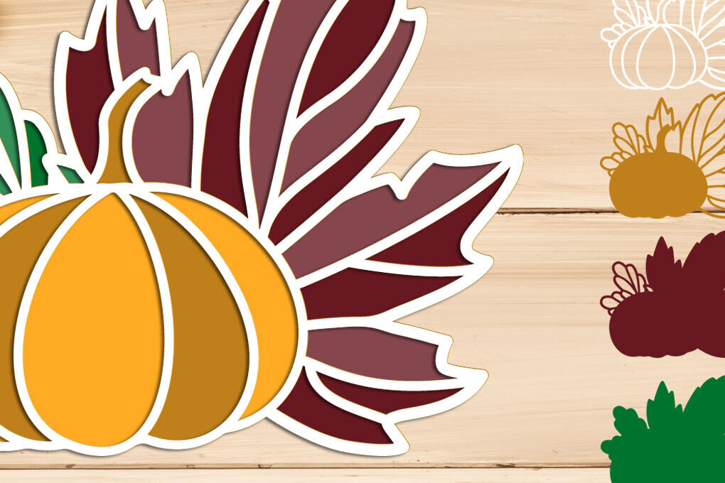 Σετ των 2 Intra απο ξύλο plywood 3mm-4mm πάχος 3d Thanksgiving , Fall Pumpkin  Δίασταση 15x15 cm INTRAFABR-103520987