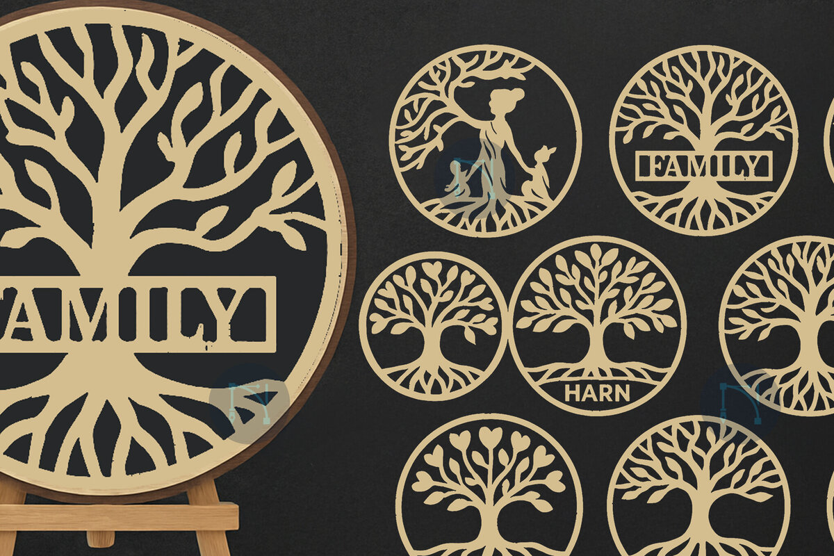 Σετ των 3 Intra απο ξύλο plywood 3mm-4mm πάχος 3D Tree of Life Ξύλινη πλάκα Δίασταση 15x15 cm INTRAFABR-125377120
