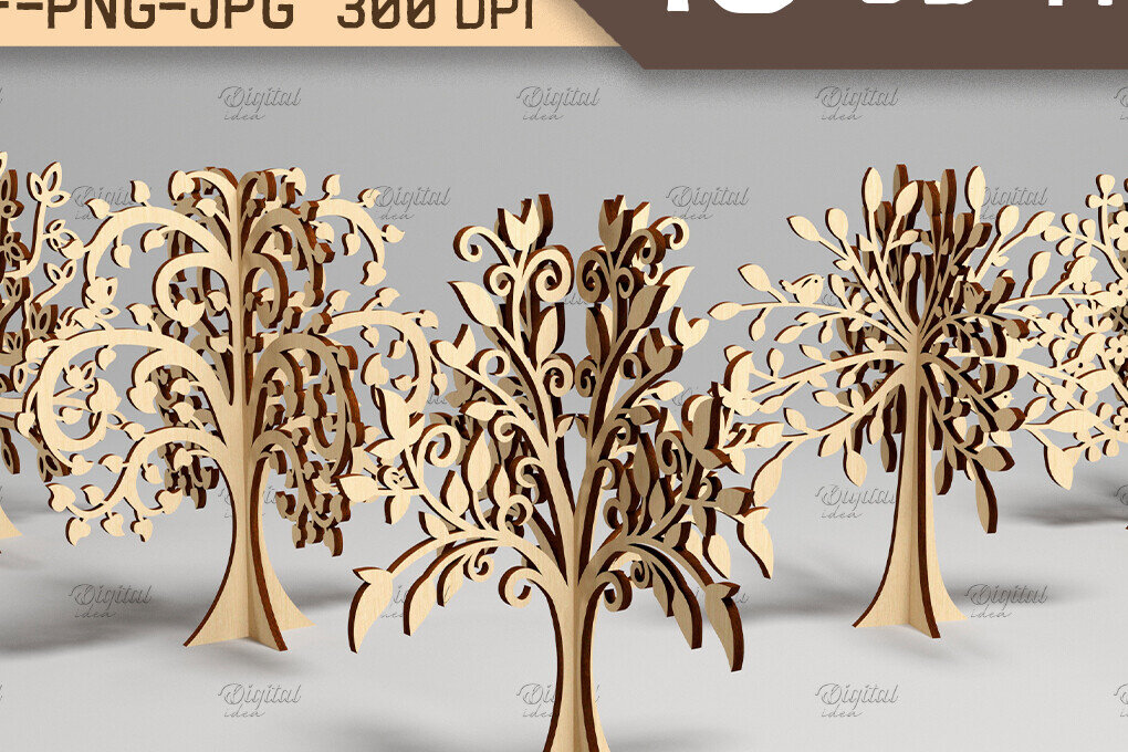 Intra απο ξύλο plywood 3mm-4mm πάχος 3D Tree . Κόψιμο με λέιζερ μόνιμου δέντρου Δίασταση 30x20 cm INTRAFABR-87674851