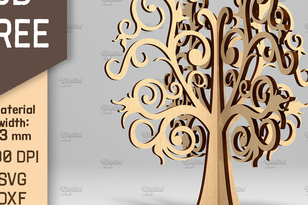 Intra απο ξύλο plywood 3mm-4mm πάχος 3D Tree . Κόψιμο με λέιζερ μόνιμου δέντρου Δίασταση 30x20 cm INTRAFABR-87202208