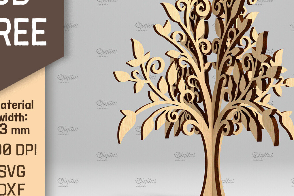 Intra απο ξύλο plywood 3mm-4mm πάχος 3D Tree . Κόψιμο με λέιζερ μόνιμου δέντρου Δίασταση 30x20 cm INTRAFABR-87202243