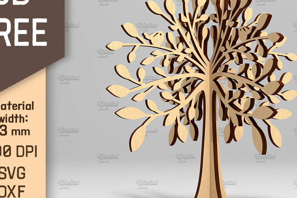 Intra απο ξύλο plywood 3mm-4mm πάχος 3D Tree . Κόψιμο με λέιζερ μόνιμου δέντρου Δίασταση 30x20 cm INTRAFABR-87202272