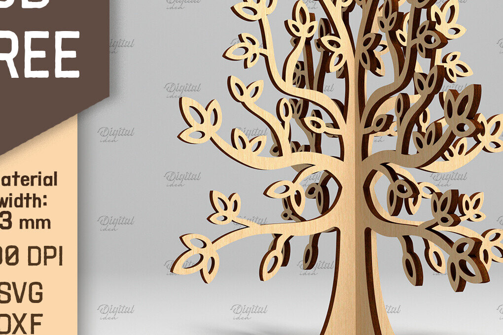Intra απο ξύλο plywood 3mm-4mm πάχος 3D Tree . Κόψιμο με λέιζερ μόνιμου δέντρου Δίασταση 30x20 cm INTRAFABR-87202305